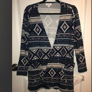 Lularoe NWT Small S Aztec Print Navy Tan Blue Caroline